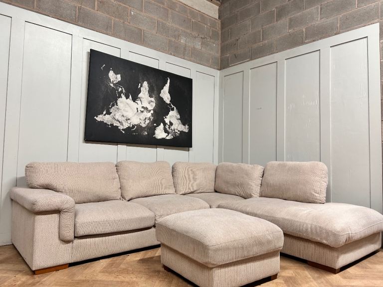 Cream corner sofa with foot stool 
