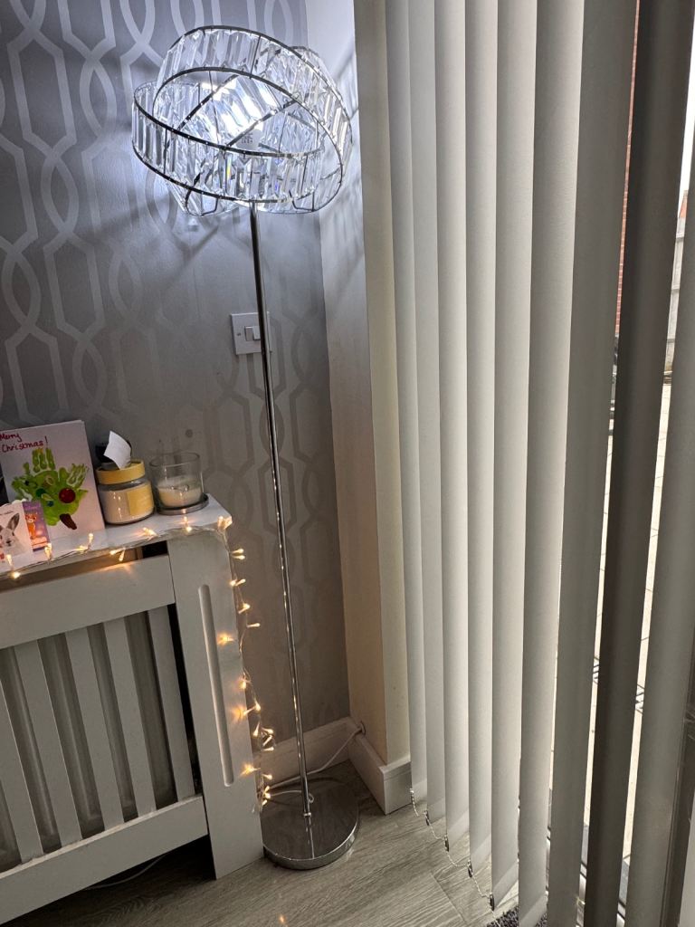 Crystal and chrome floor lamp