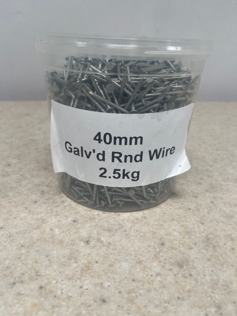 40mm Galvanised round wire nails 2.5kg tub 