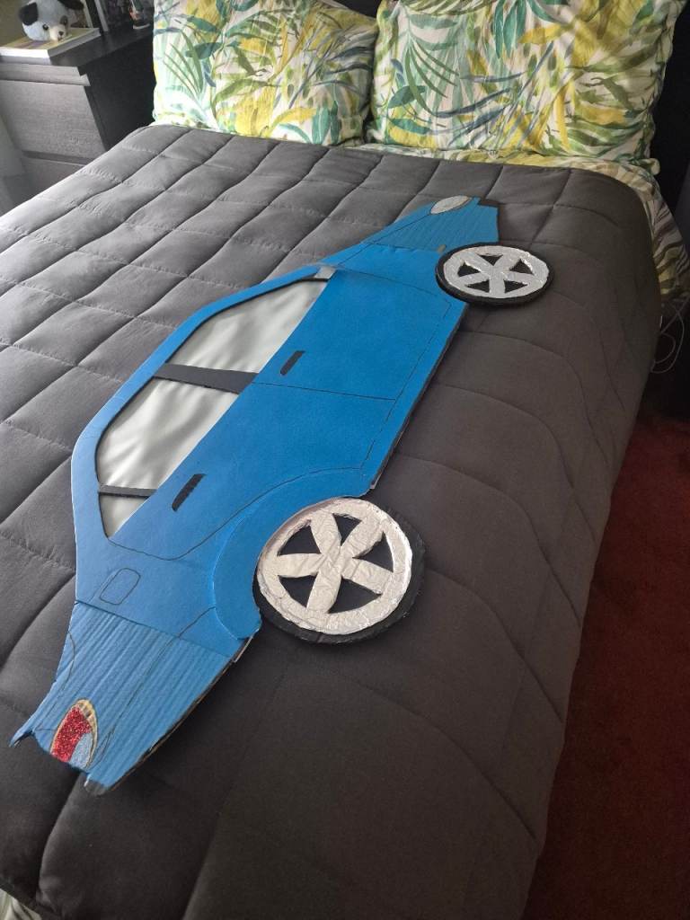 Handmade Blue Cardboard Car Prop - Good Condition