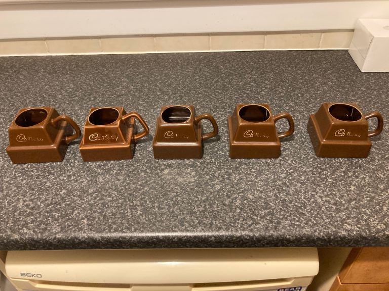 Vintage Cadburys Chocolate Square Ceramic Mug Cup Retro Chunk Of Hot Chocolate