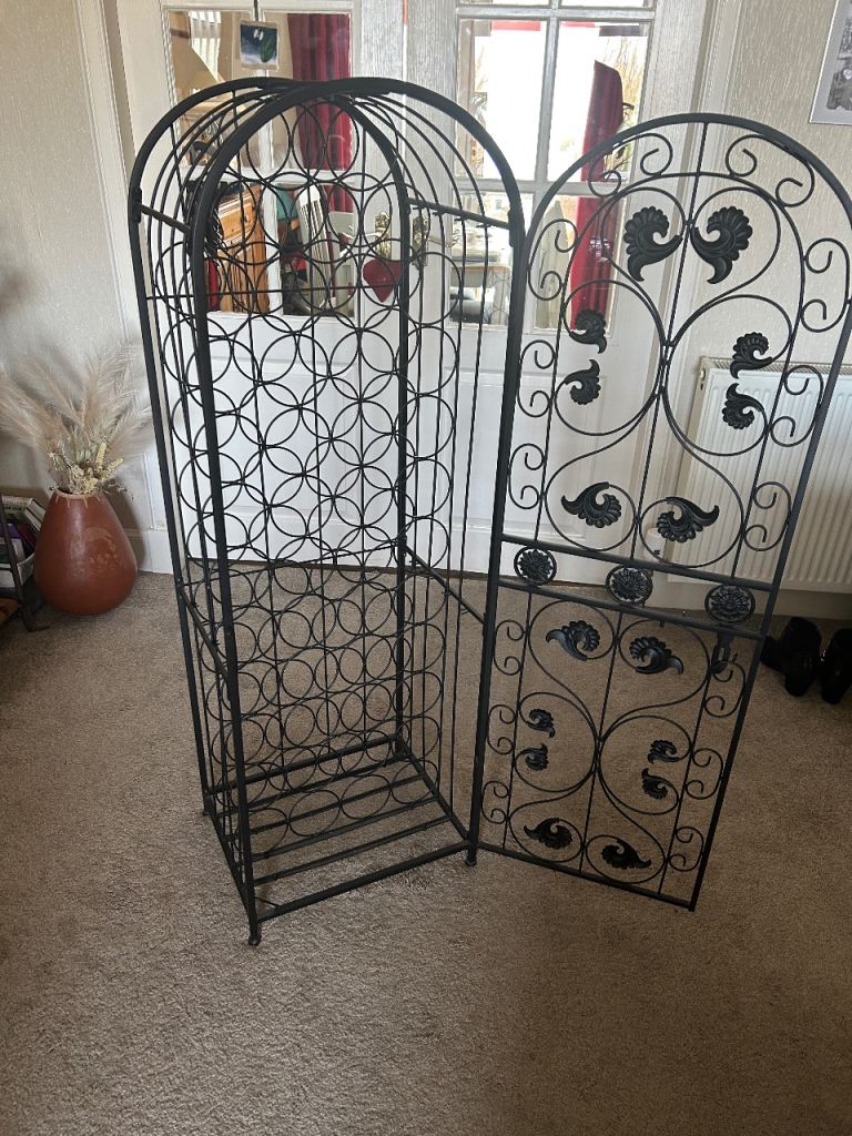 Black Metal Wine Rack Cabinet – Holds 45 bottles 