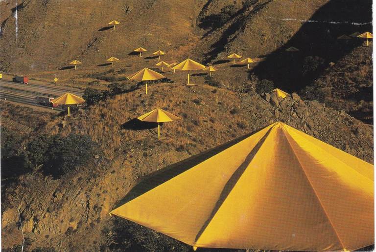 02. A Rare framed Christo Javacheff And Jeanne Claude postcard Umbrella Project Japan & USA