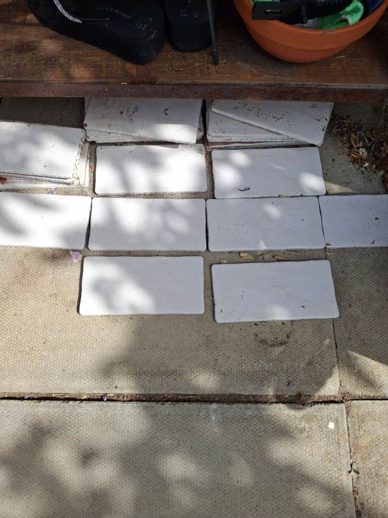 Used White Garden Paving Slabs - Fair Condition