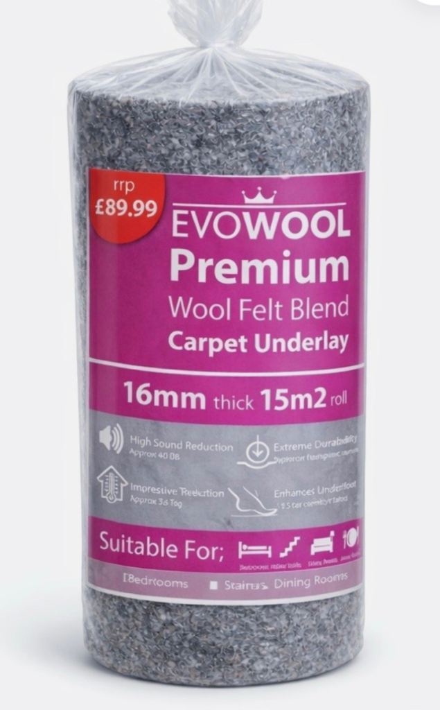 16mm wool underlay for carpet (3 rolls - 45m2)