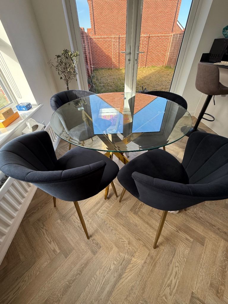 Dunelm Kendall Chairs with Glass Dining Table