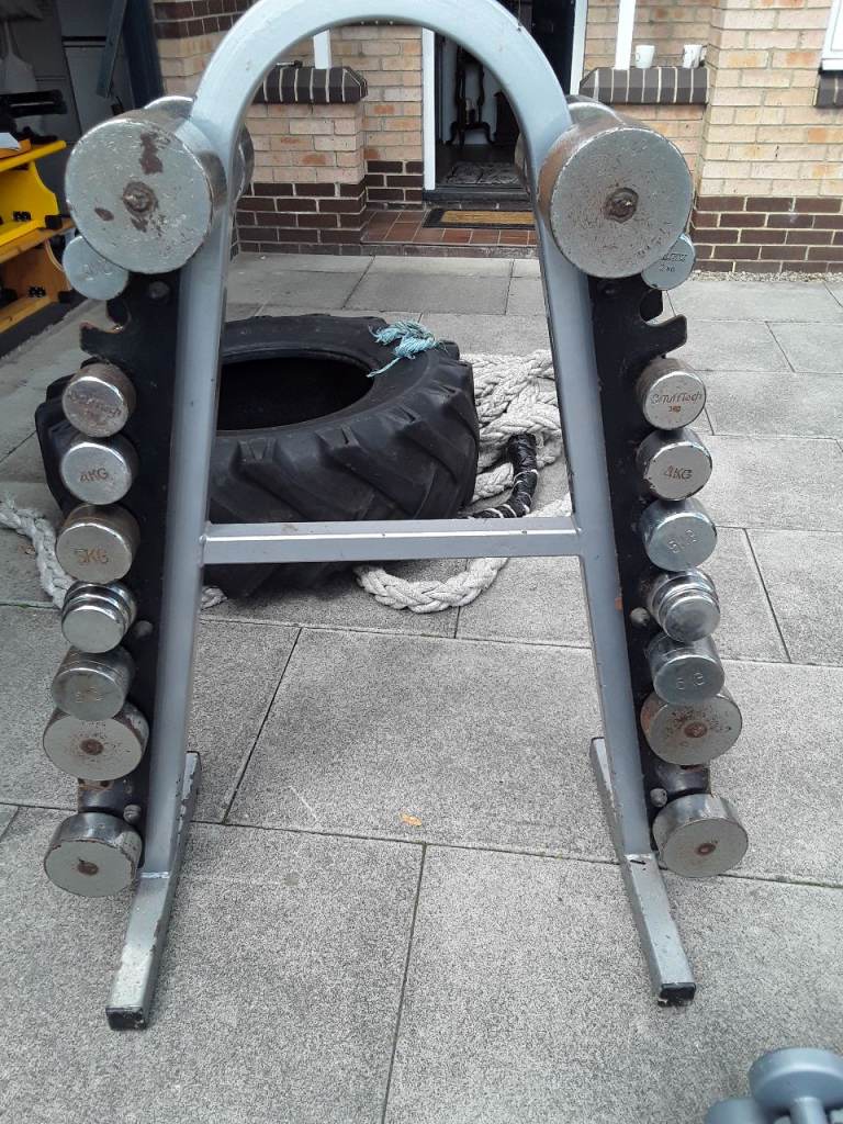COMMERCIAL HEAVY DUTY CHROME DUMBBELLS WITH HEAVY DUTY RACK £230