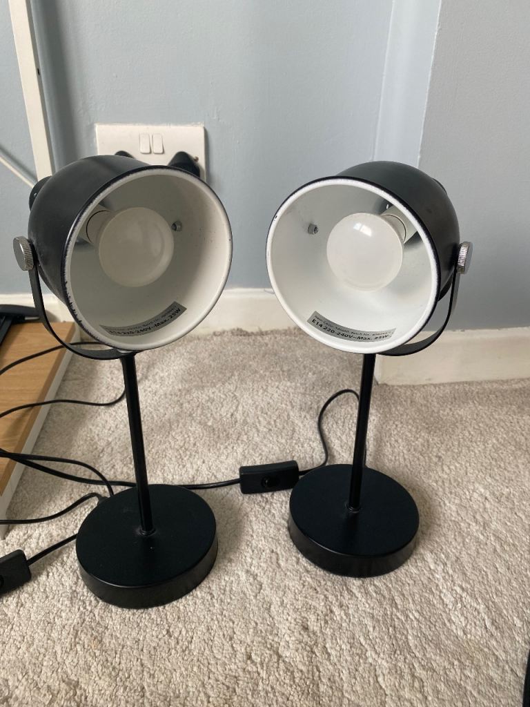 Matching black bedside lamps or desk lamps