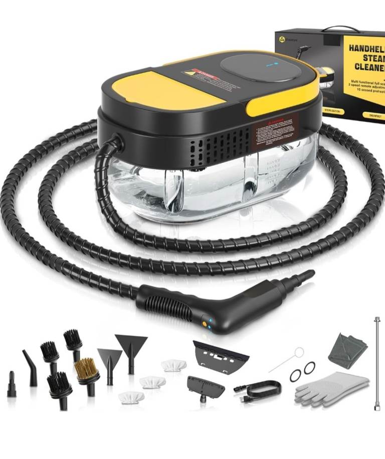 Gautye Steam Cleaner, 3-Level Adjustable Handle, 15s Heat-Up, 1.6L Tank