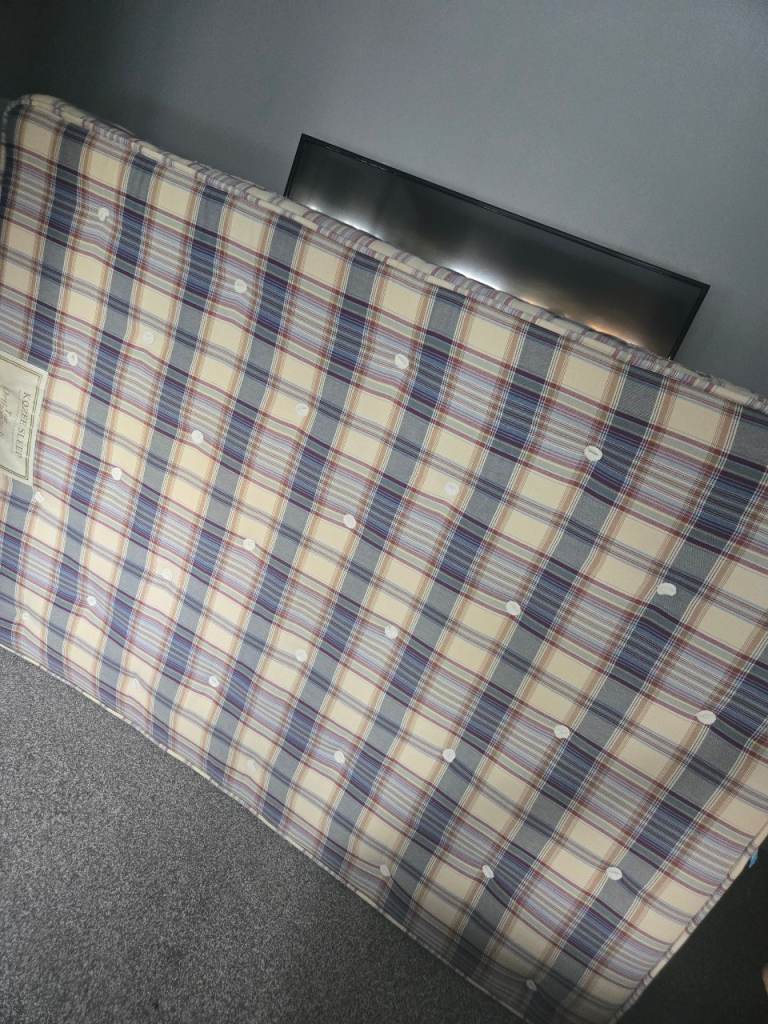 Double Mattress – Good Condition, Plaid Pattern
