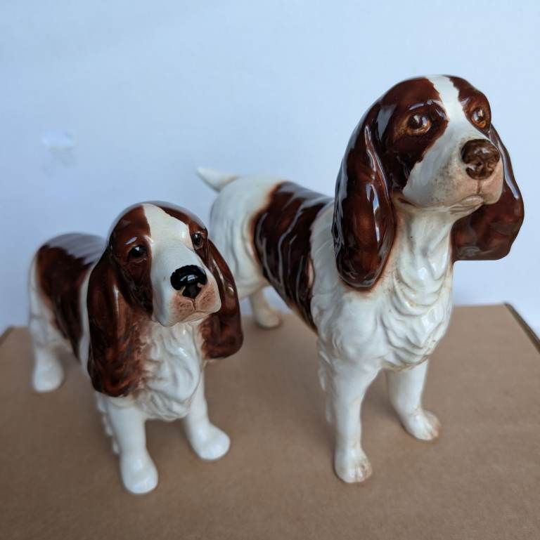 Rare Standing SylvaC Springer Spaniel Pair of Figurines