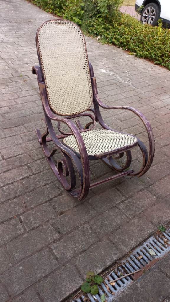 Vintage Style Wooden Rocking Chair – Cane Seat & Back