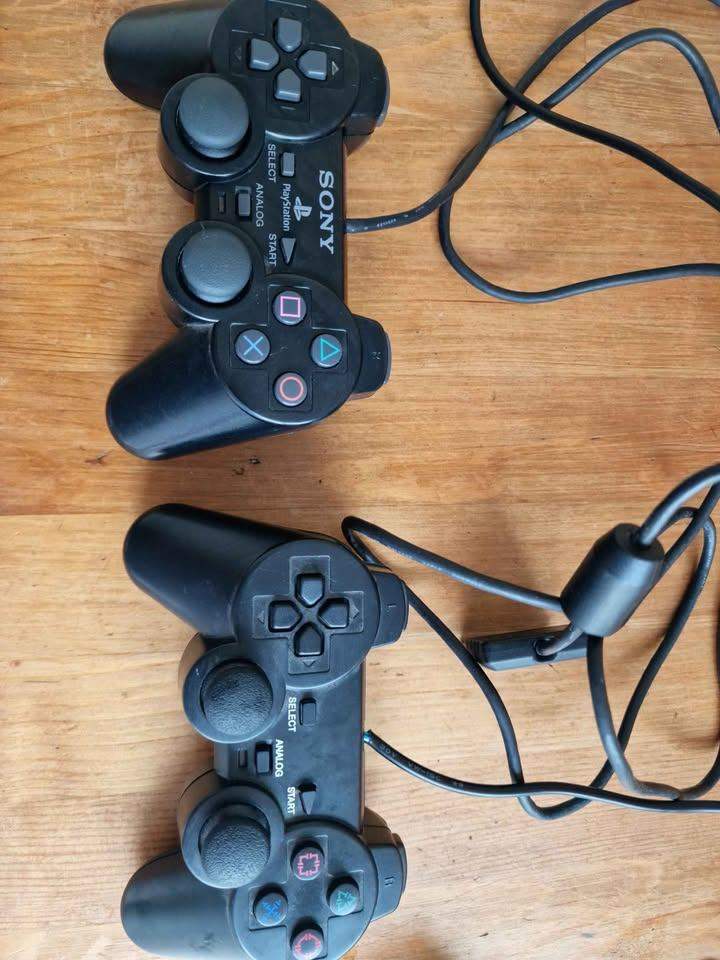 Pair of Sony PlayStation 2 Controllers – Wired, Fair Condition