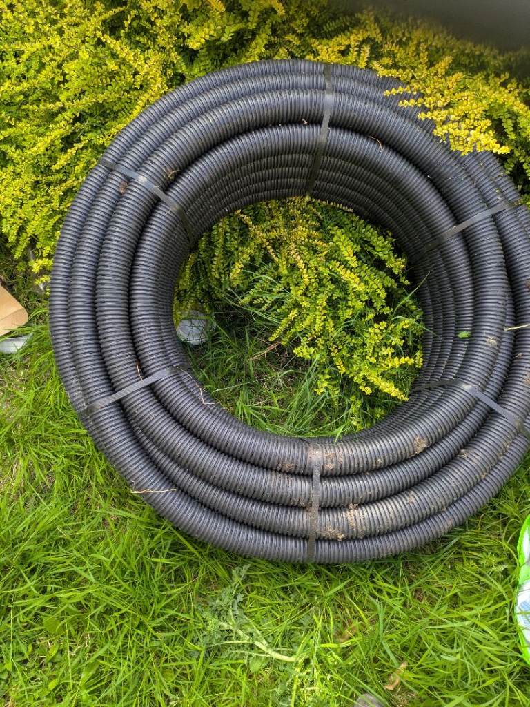 Large Coil of Black Corrugated Pipe land drain 60 mm x 25 mtrs