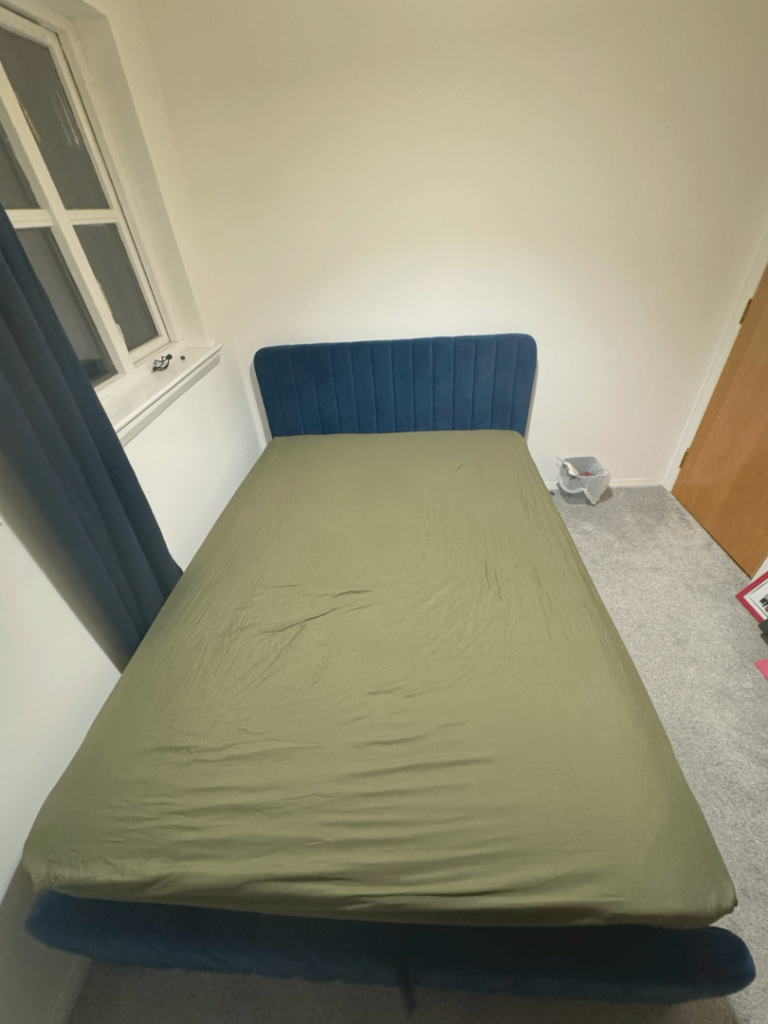 Ottoman Gas Lift Storage Bed 4ft6 Double Blue Velvet Bed 