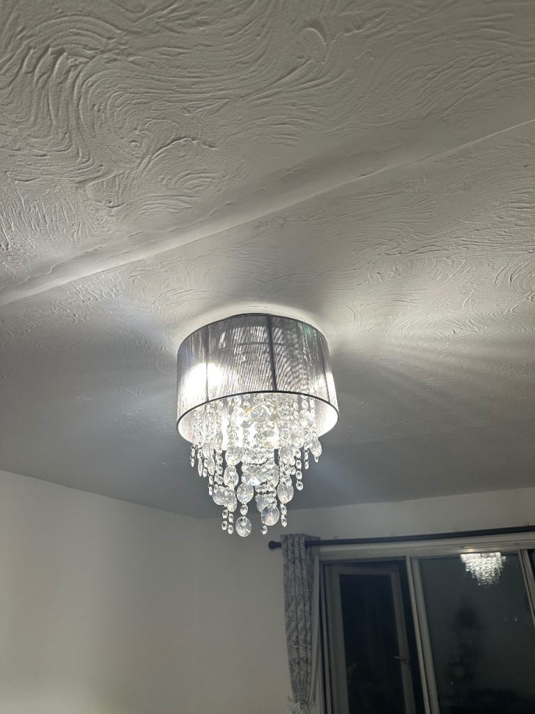 Stylish Grey Drum Shade Chandelier Light Fitting