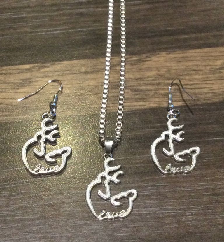 Deer ‘love’ necklace/earring set £6 . Can post or collect fr
