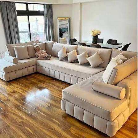 🔥 20% OFF — Luxury Lily U-Shape Sofa | Bespoke Fabric & Stylish Sectional Design 🛋️✨