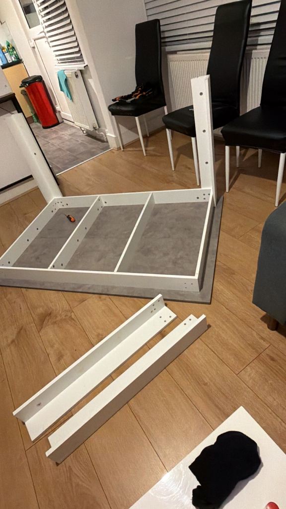 White & Grey Table Base - Unassembled, Good Condition