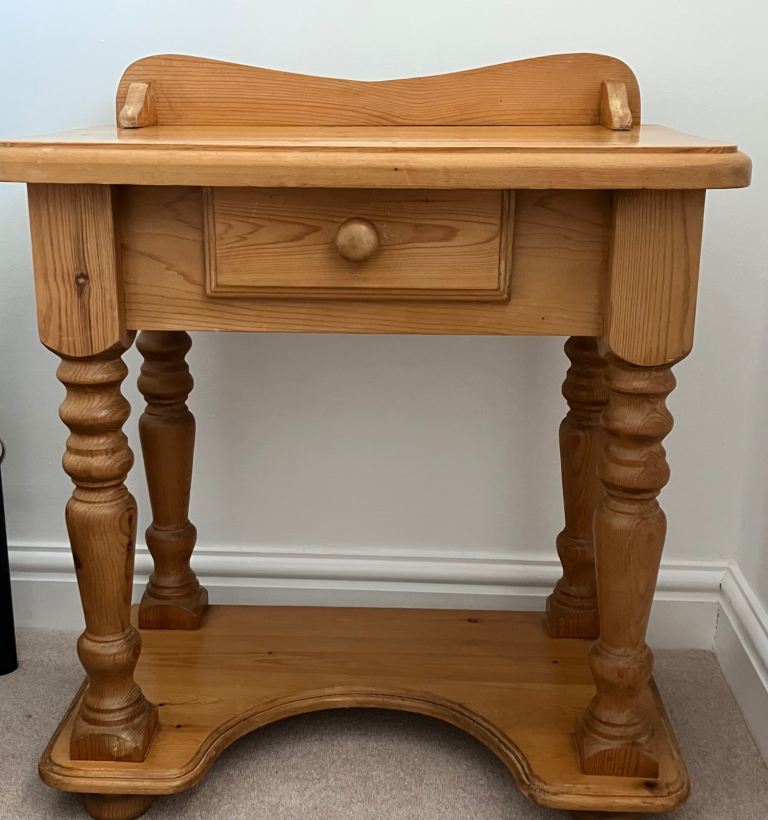 Solid Pine Side Table with Drawer 