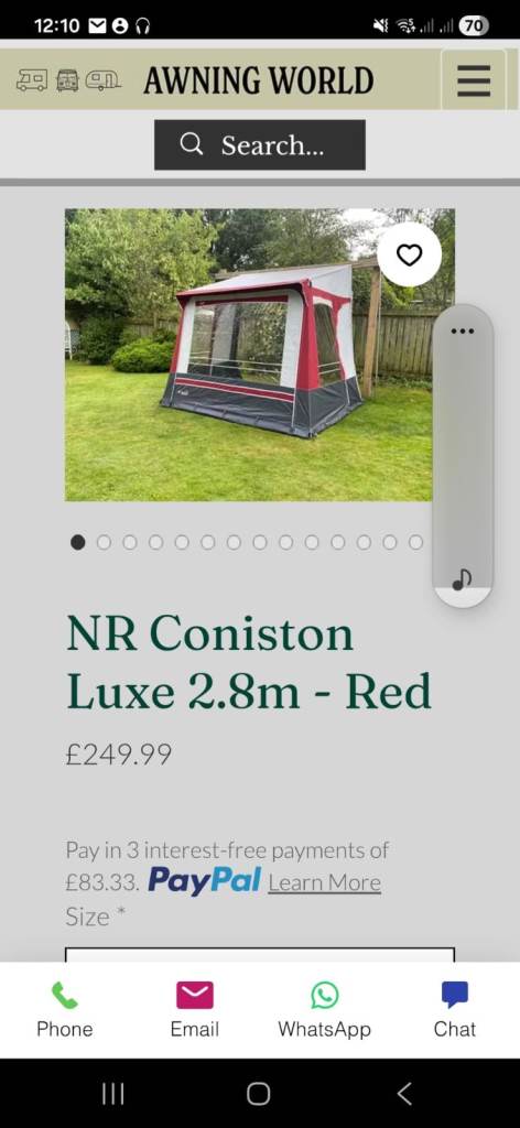 NR Coniston Luxe 2.8m Caravan Awning 