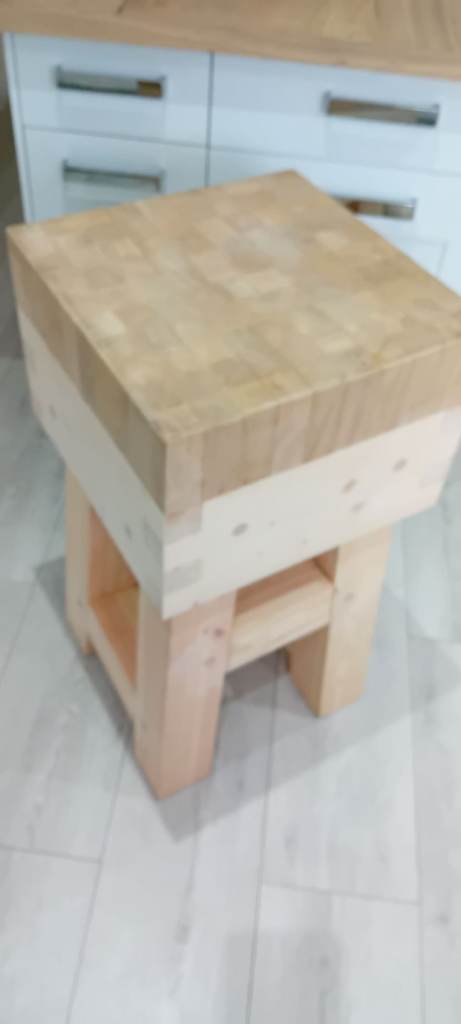 Handmade Solid Oak end grain butchers block style kitchen table.
