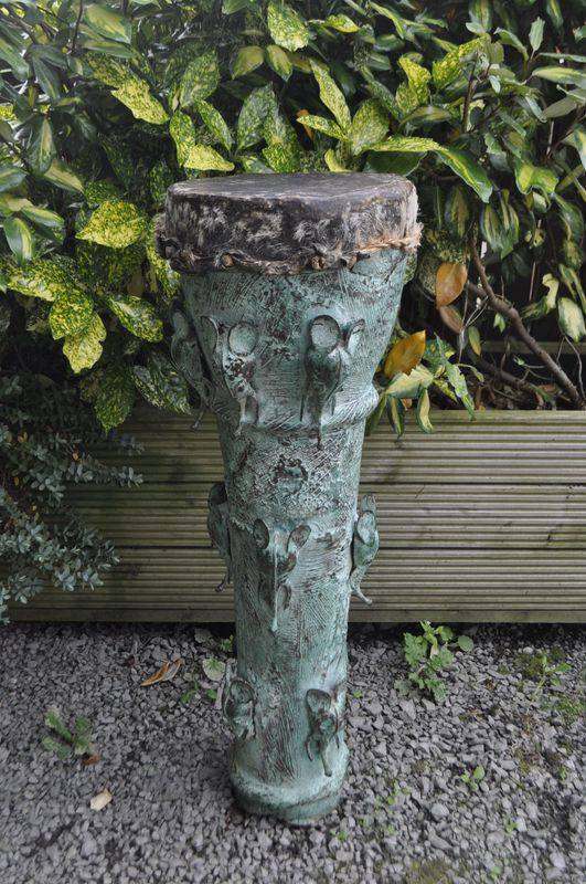  East African bronze standing drum