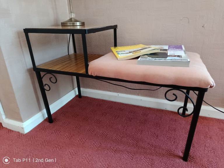 Sturdy Telephone Table with Decorative Scrollwork 