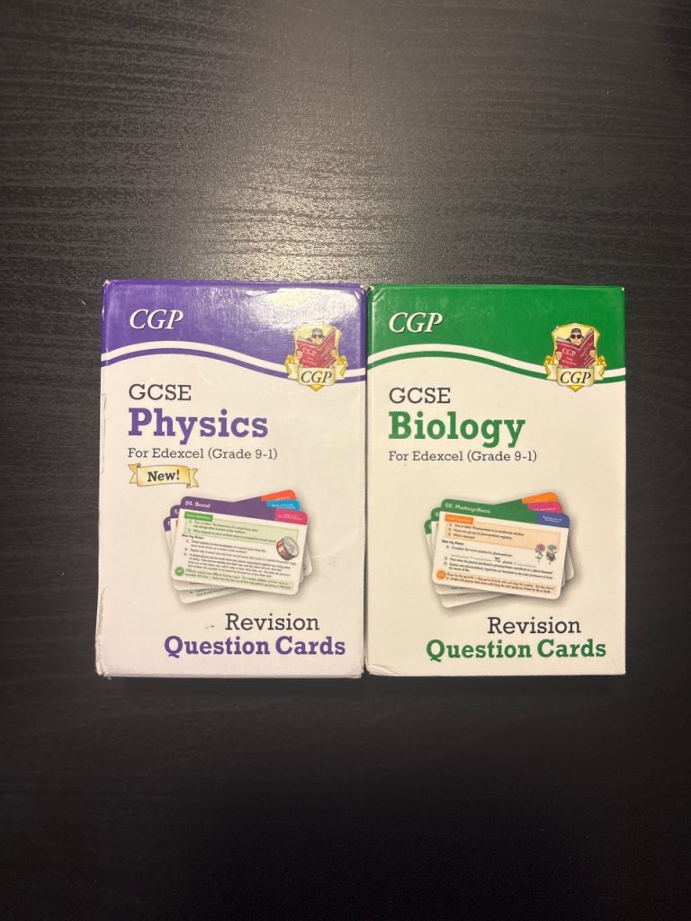 CGP GCSE physics and biology revision cards