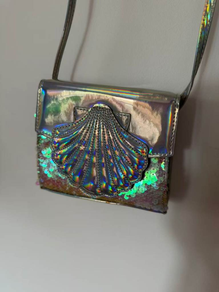 M&S Girls Mermaid Crossbody Bag Holographic Sequin Shell Kids Shoulder Bag