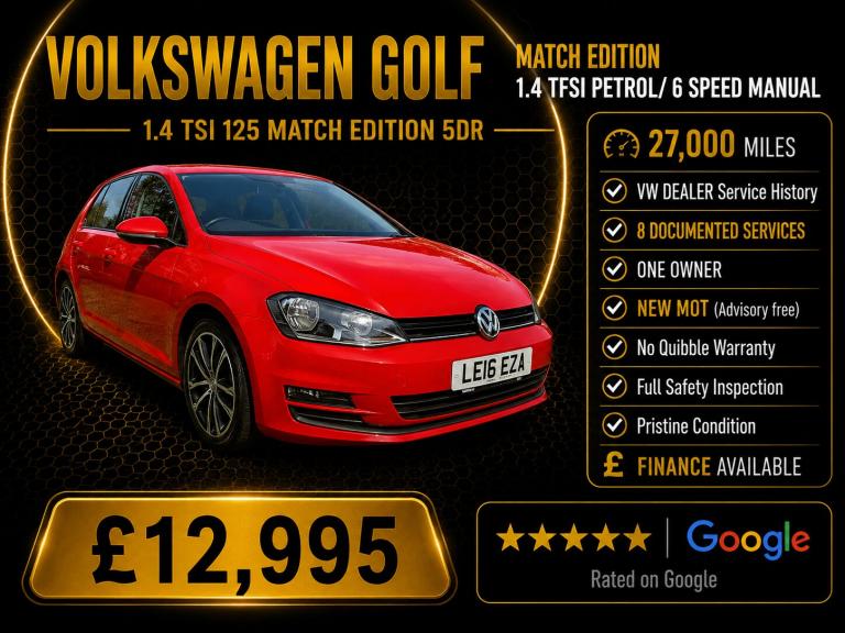 2016 Volkswagen Golf 1.4 TSI 125 Match Edition 5dr HATCHBACK Petrol Manual