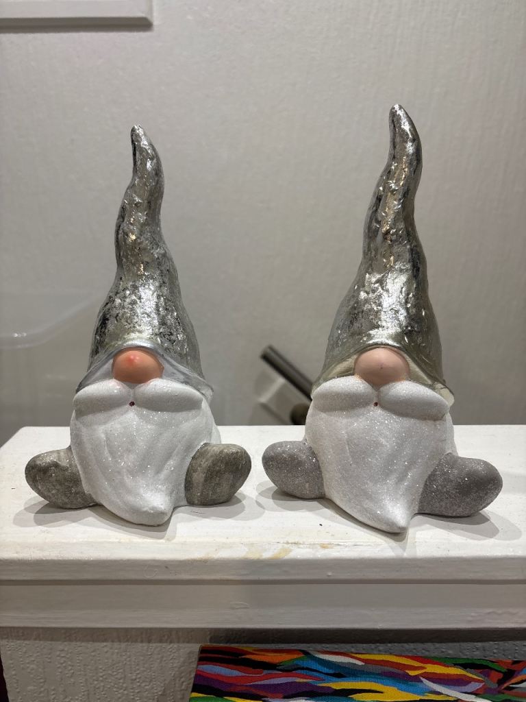 Pair of Silver and White Christmas Gnomes – As Good As New