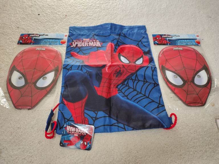Spider Man Swimming Bag and 12 Masks Bundle, NEW