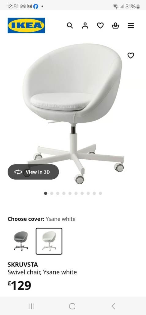 SKRUVSTA Swivel chair, Ysane white 