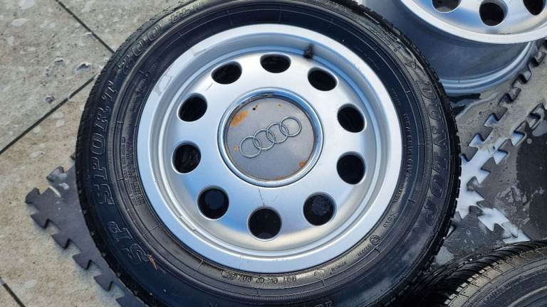 5 x Original AUDI A3 (2000) PEPPERPOT ALLOYS - 8L0601025E + 3 TYRES 195/65 R15 91V (OPEN TO OFFERS)