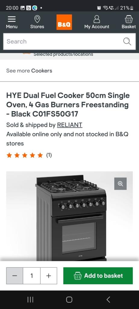 Hye duel fuel cooker black 