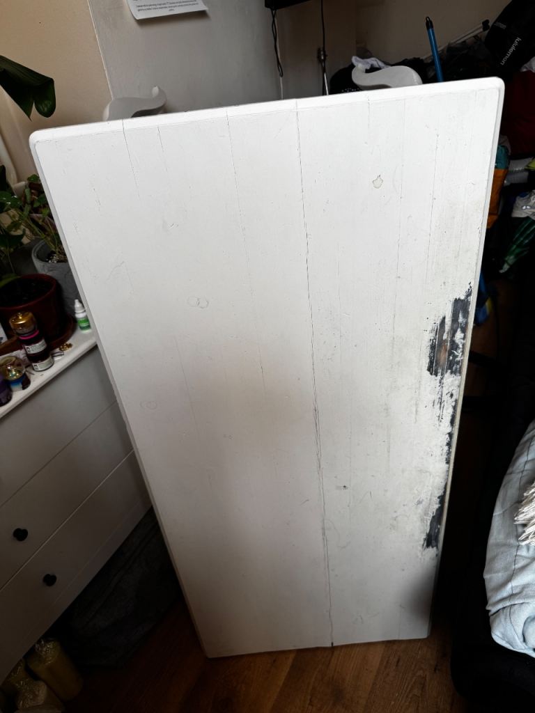 White Wooden Dresser with Small Drawers – Fair Condition