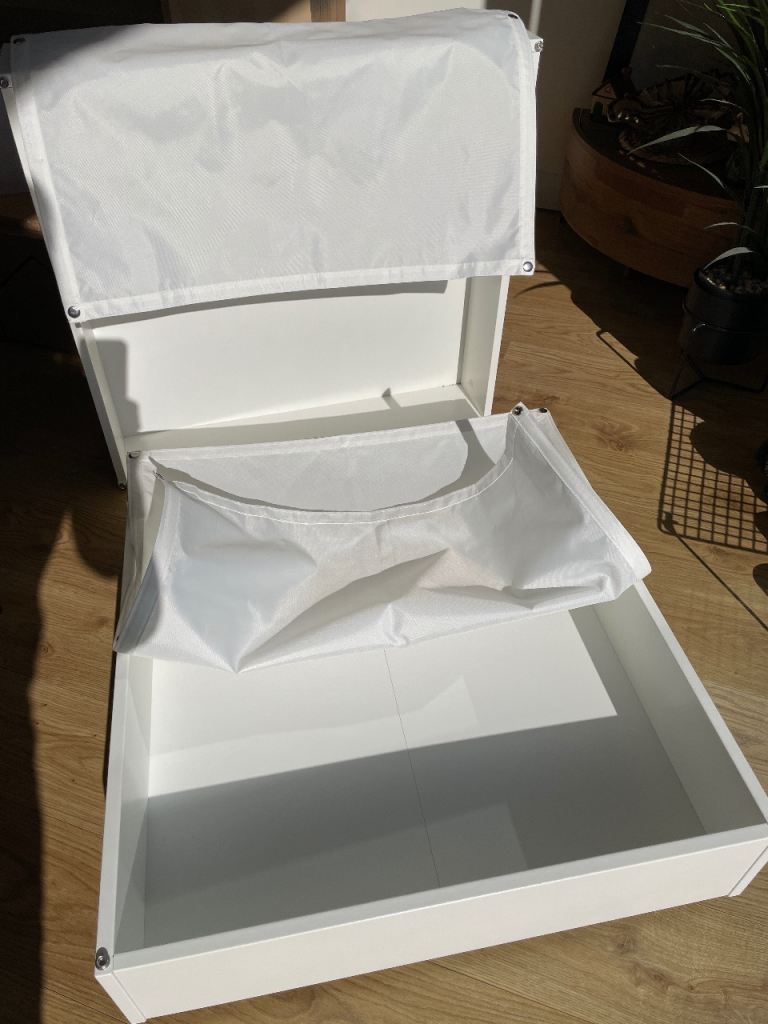 Ikea white wooden under bed storage drawers