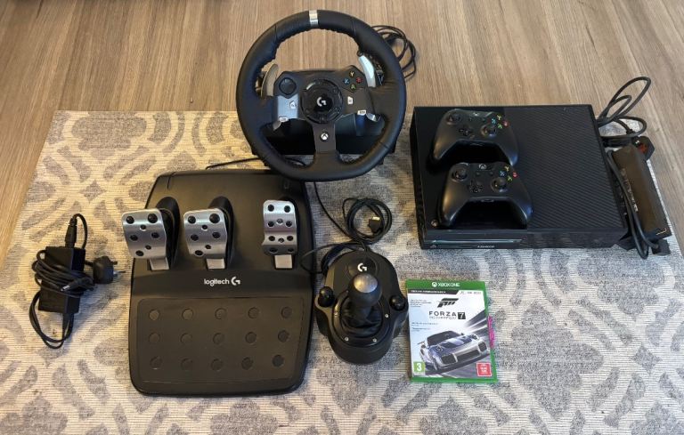 Xbox one with steering wheel & pedals 