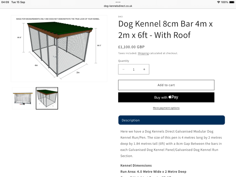 Galvanised Large Dog Kennel (Brand New)