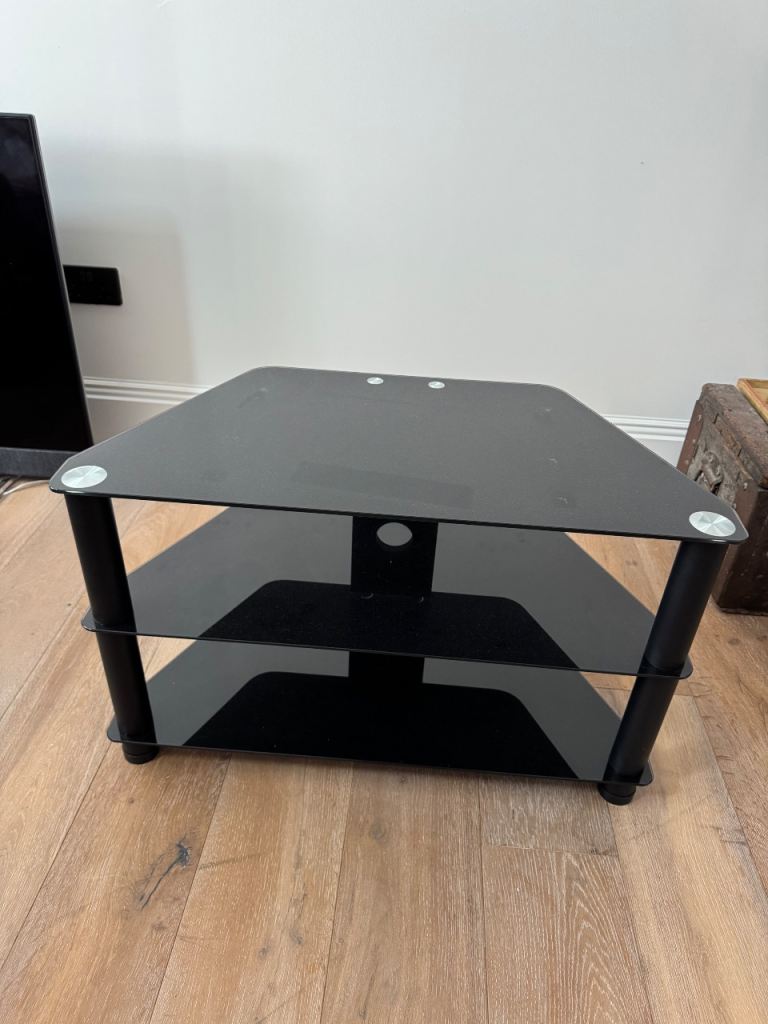 Black Glass TV Stand – Good Condition
