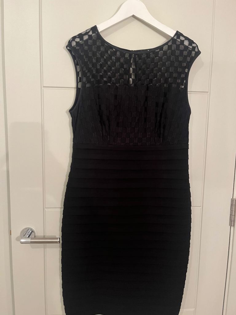 image for Wallis black dress with lace detail size 14