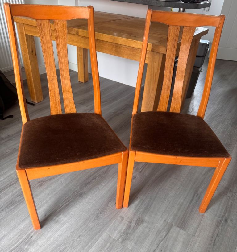 Vintage Wooden Dining Chairs - Pair