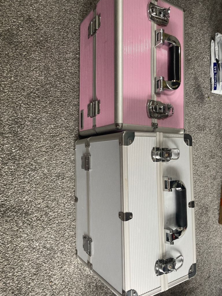 Two Cosmetic Cases - Pink and Silver, Good Condition