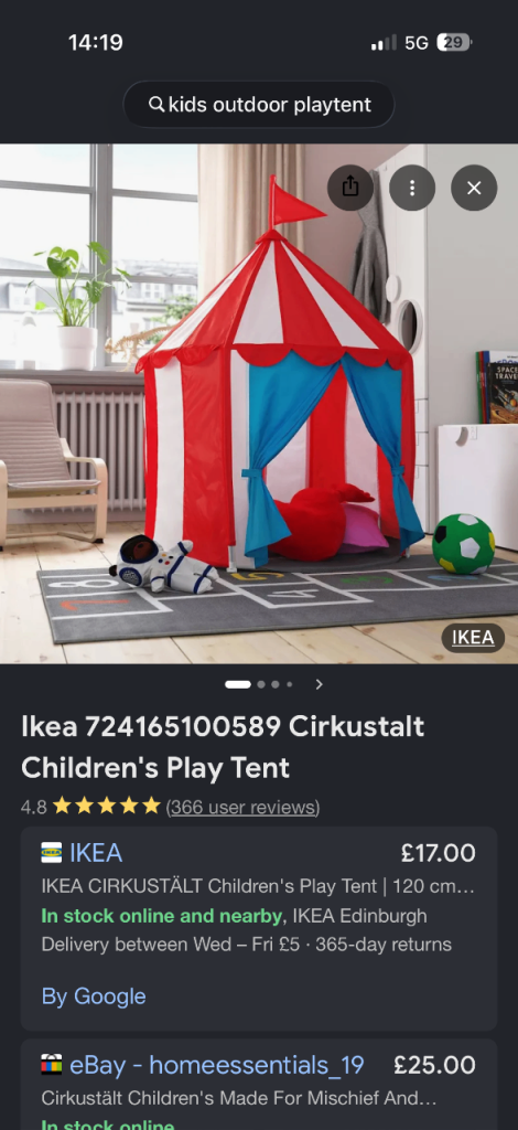 Kids ikea play tent