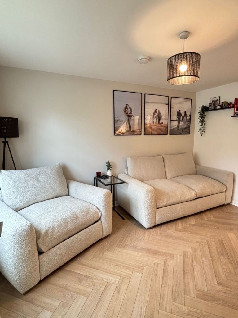 Sofa 3 seater 1 seater - Snug Cloud Sundae Sofa & Love Chair - Oatmeal, Good Condition