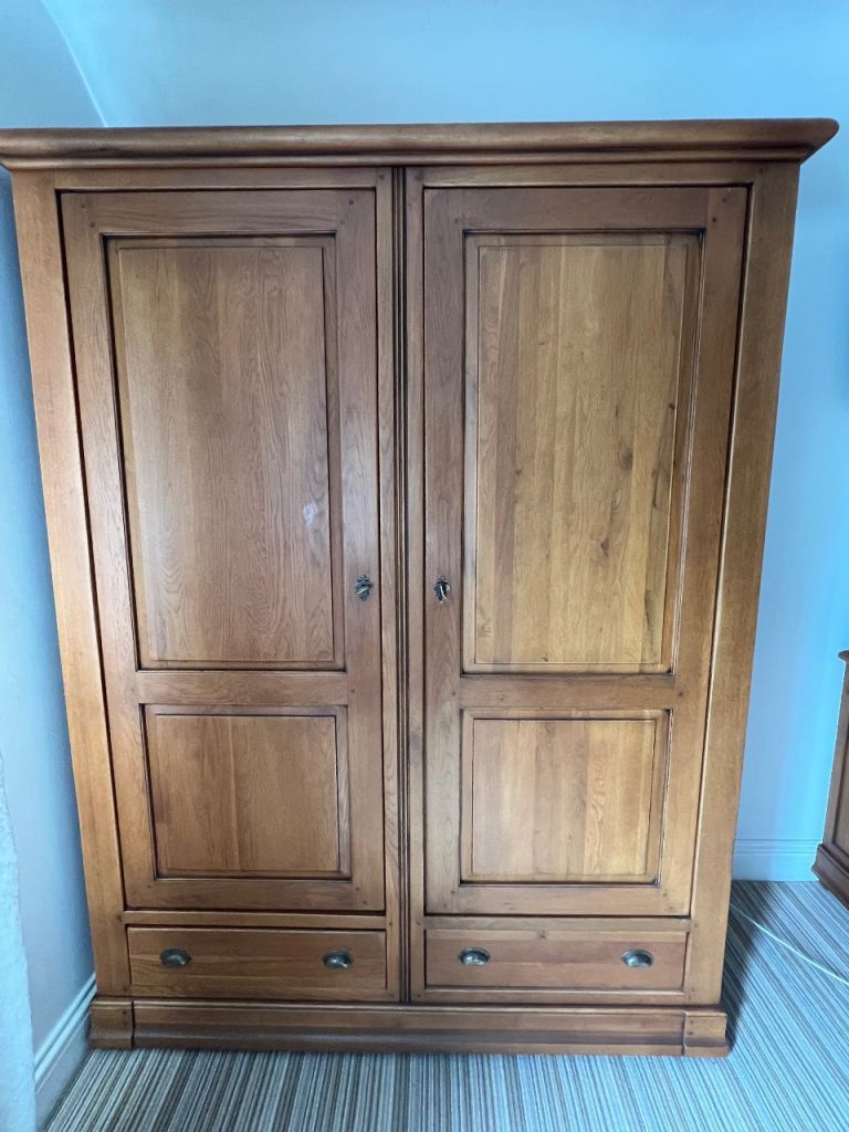 Two Solid Wood Wardrobe with Drawers – Good Condition