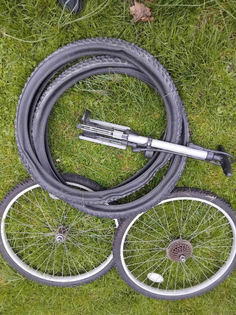 Black Bike Tyres & Tubes - Good Condition Set