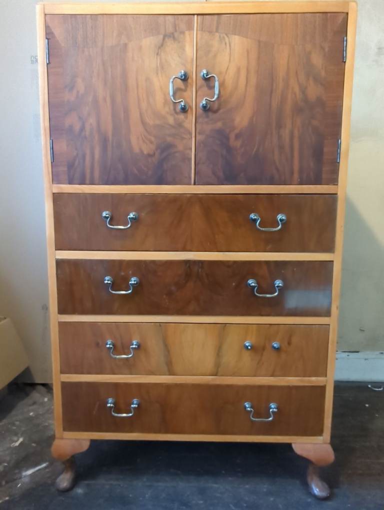 Art Deco Walnut Tallboy / Chest of Drawers — 1930s/40s