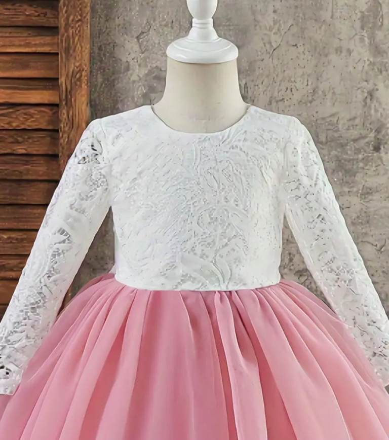 White and Pink Lace Dress